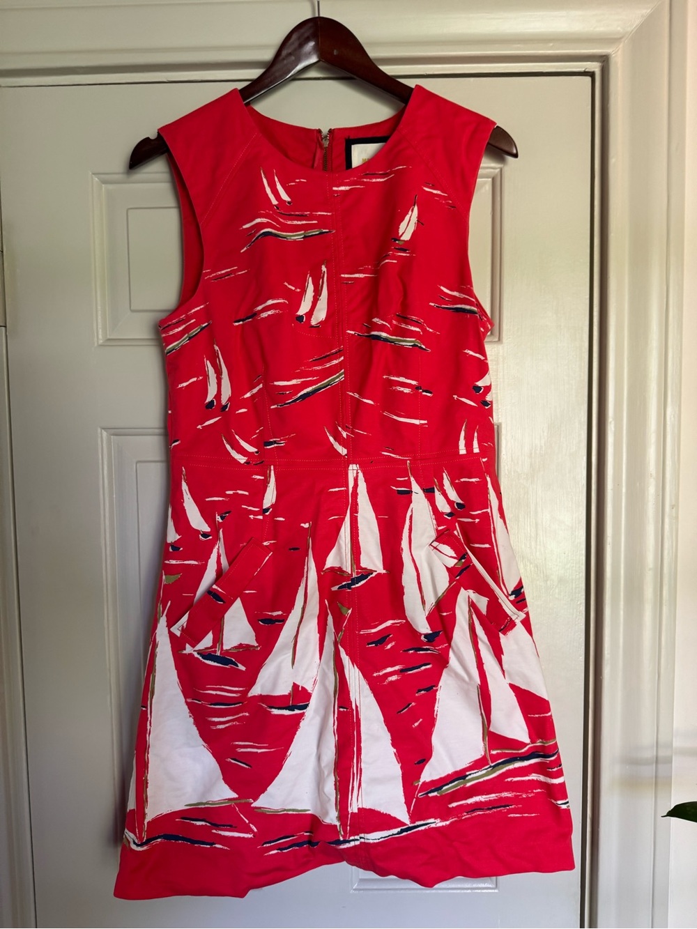 Maeve from Anthro Red Sail-Print Sleeveless Womens Dress